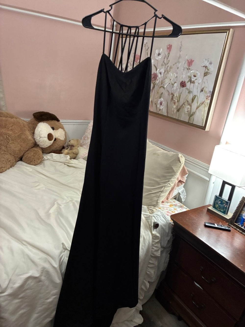 Elegant Black Satin Slip Dress with Strappy Back
